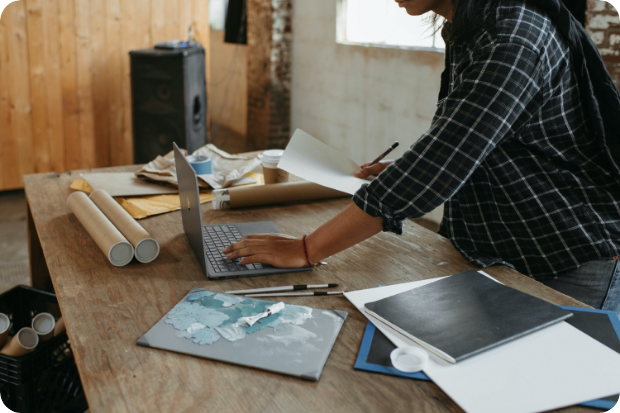 young professional working at desk